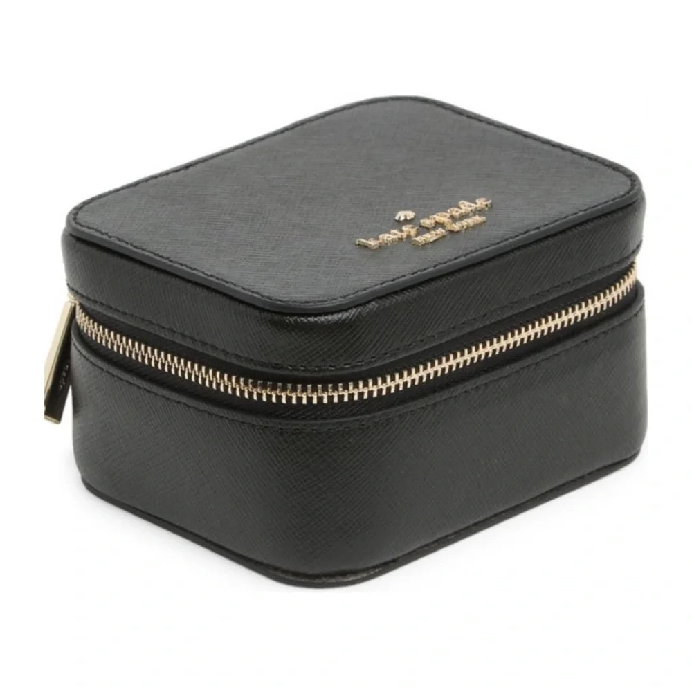 KATE SPADE • Black Staci Saffiano Leather Travel Jewelry Box - Picture 1 of 5